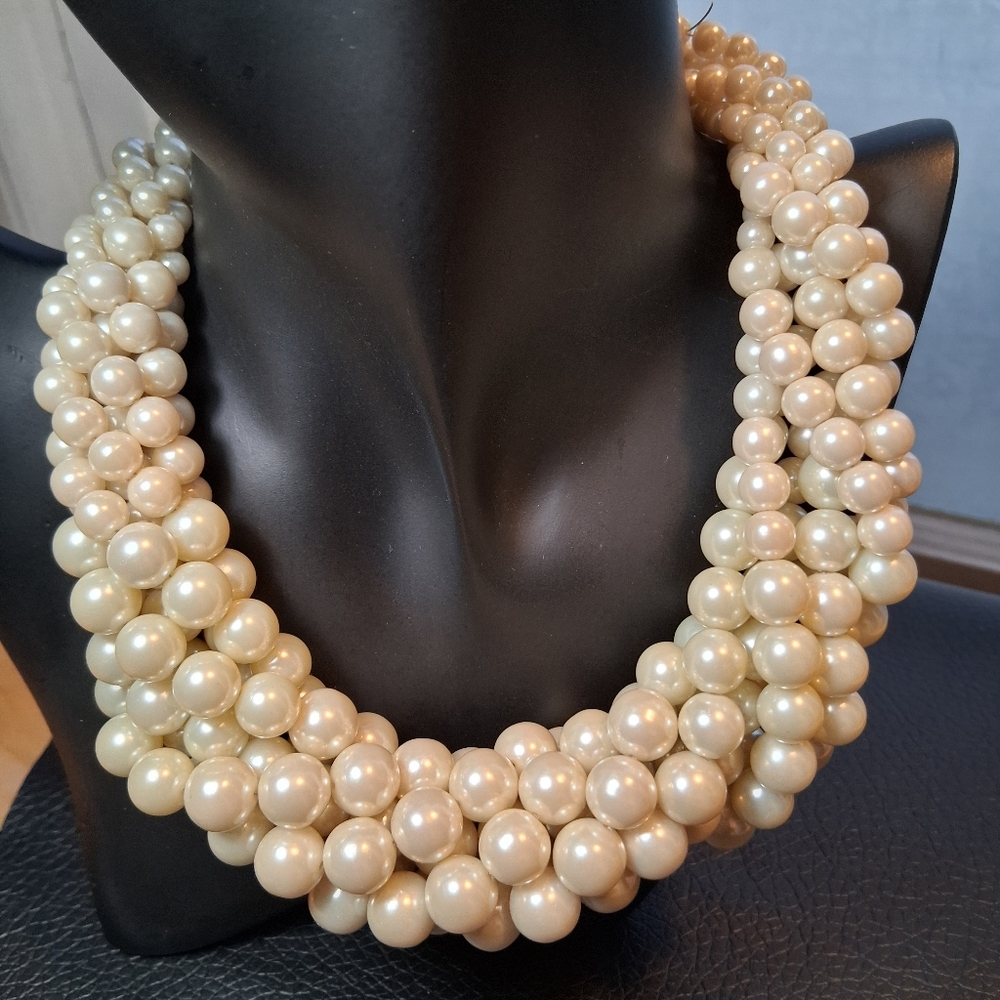 Lia Sophia "Uptown" 6-strand Faux Pearls Glass & Acrylic 18"+3"ext.